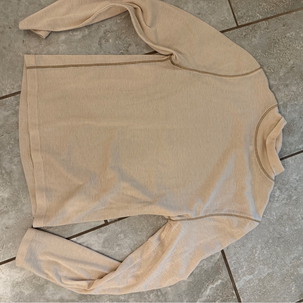 Madewell Tan Fitted Ribbed Sweatshirt